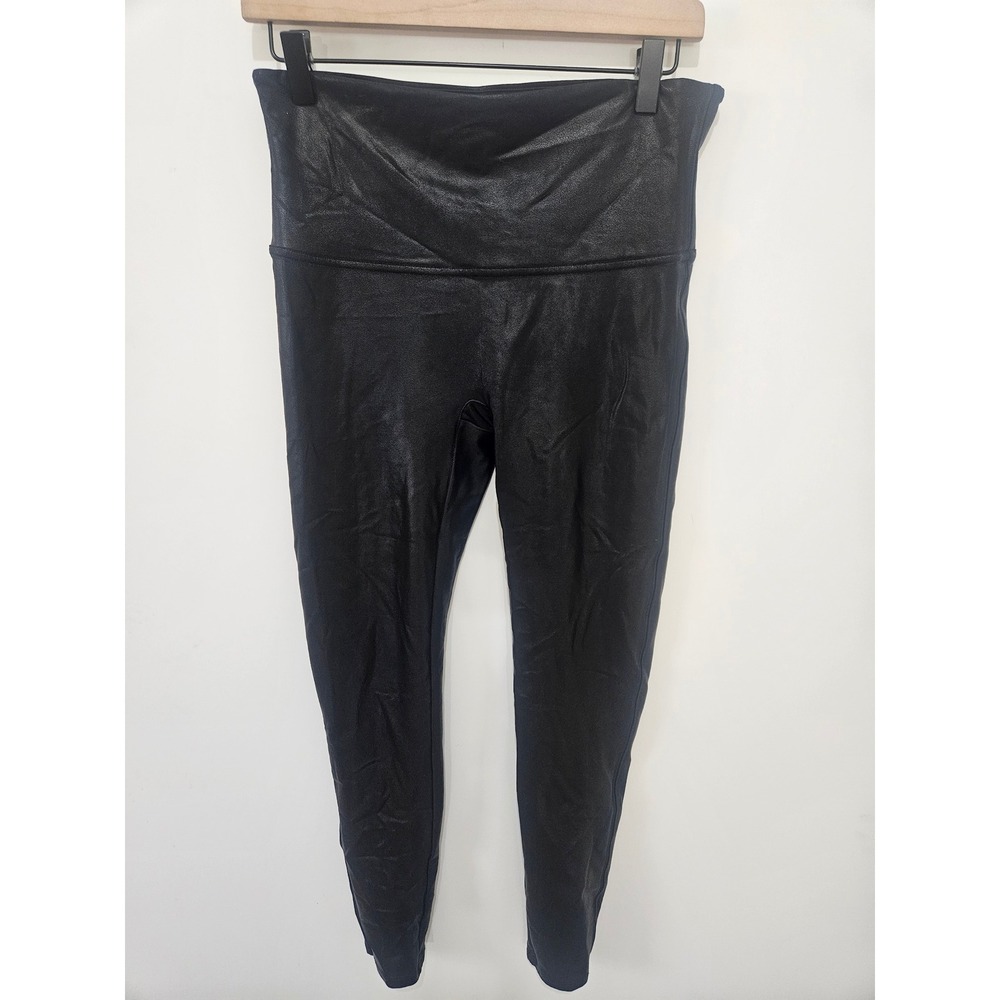Spanx Faux Leather Leggings Black High Waist Petite XL TG